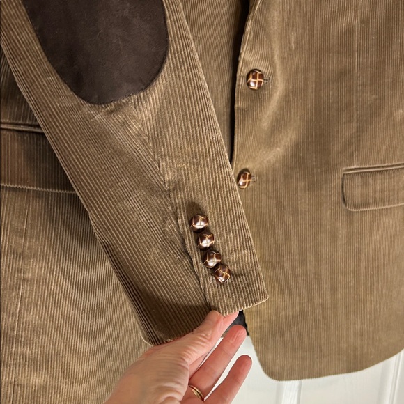Lauren Ralph Lauren Men's Tan Corduroy Blazer 48" Sports Coat Elbow Patch - Picture 5 of 14
